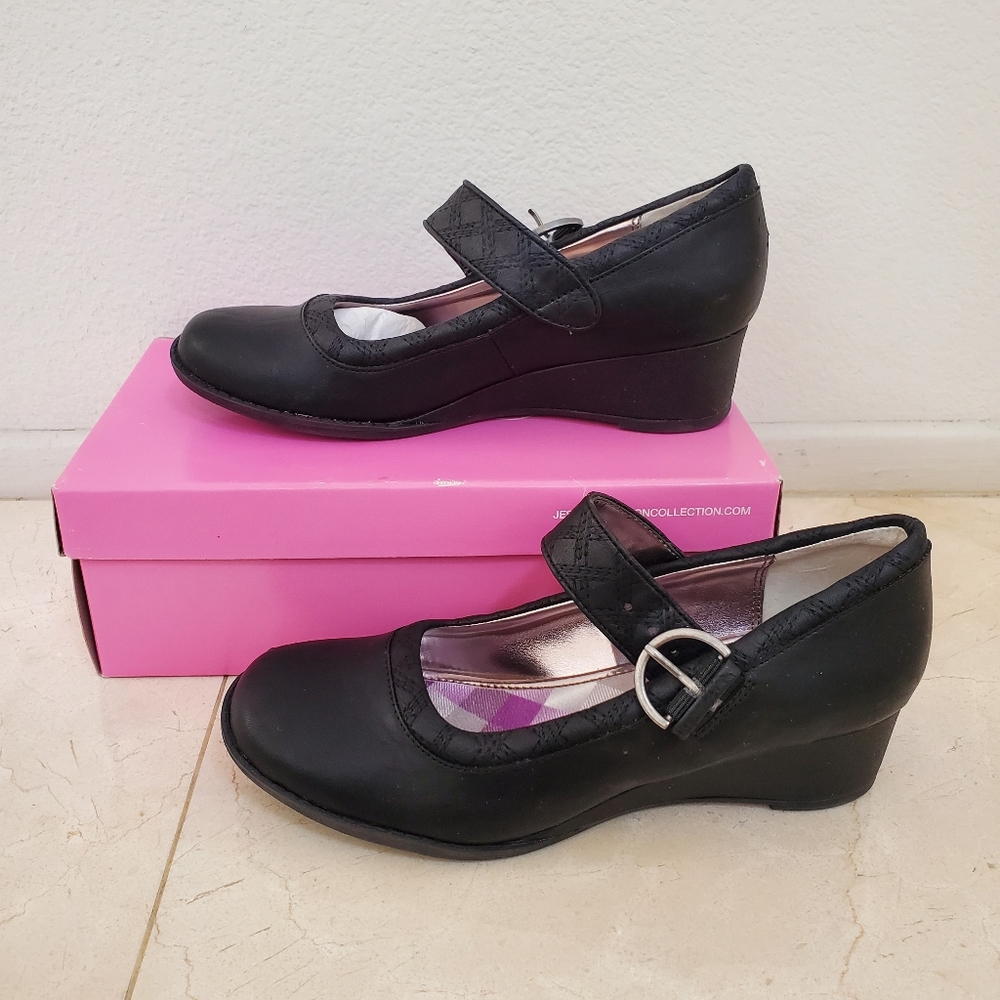 Jessica Simpson black Mary Jane wedges
